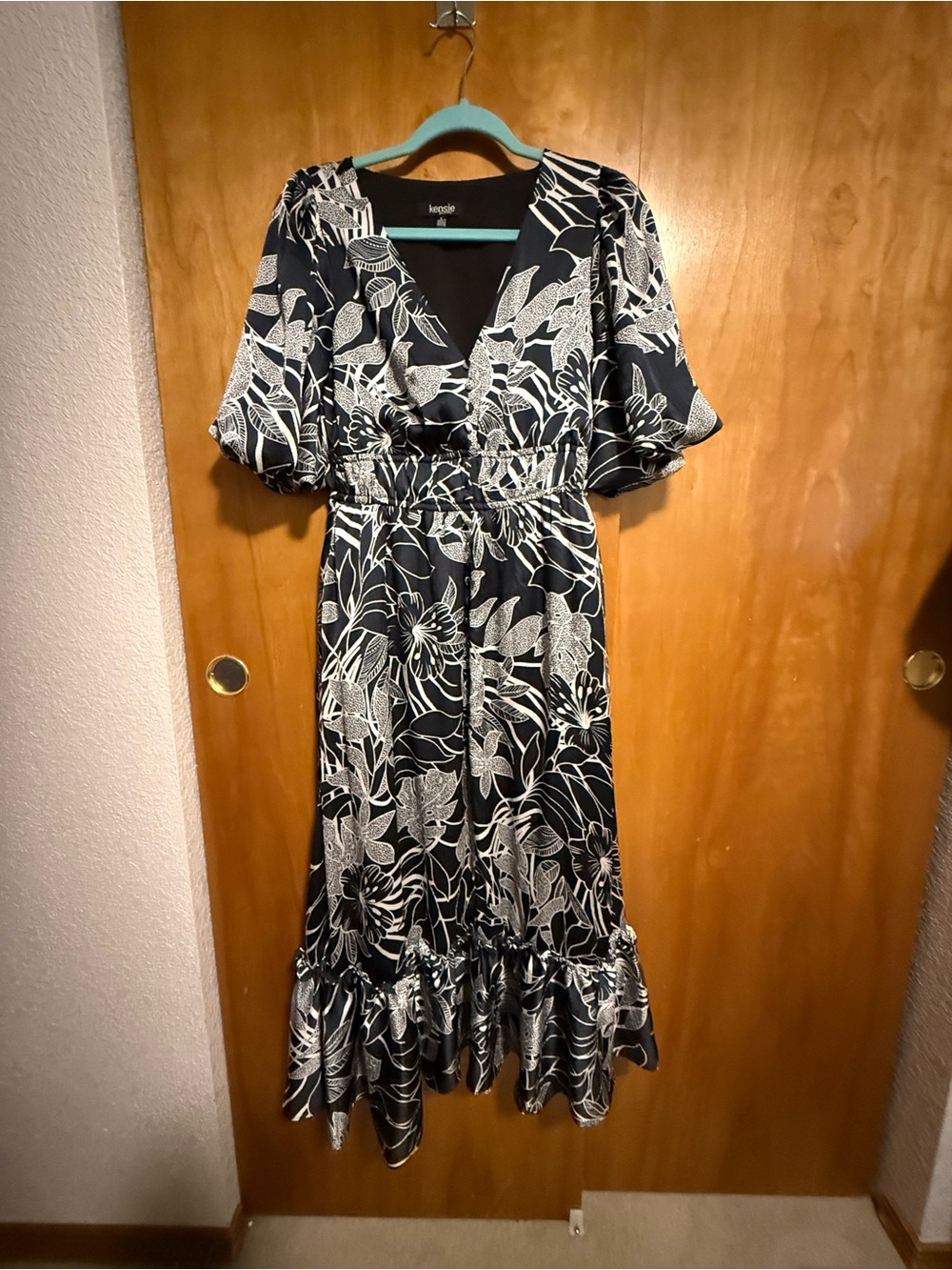 Kensie Black and White Floral Maxi Dress